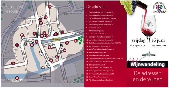 Wijnwandeling Edam 2015 adressen